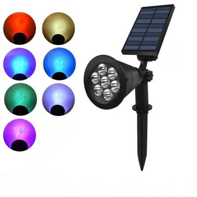 China Garden Both ground and wall plugging  7leds outdoor ip65 white warm light  RGB 7 color led solar landscape lamp  street garden lights for sale