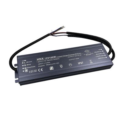 China LED Lighting factory price 100W 12V 24V LED power supply thyristor  PWM 0-10V dimming constant voltage driver outdoor ip67 for sale