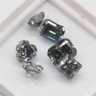 China Color Play or Wholesale Fire Stones Radiant Moissanite DEF Gray Round Brilliant Cut Ascher Heart Square Pear Shape Emerald Loose Moissanite for sale