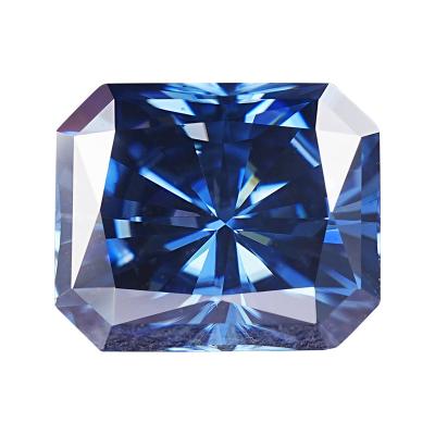 China Color Play Or Wholesale GRA Fire Stones Radiant Brilliant Cut Blue Color 6.5mm Wholesale Customized Moissanite Synthetic Diamond Gemstone for sale