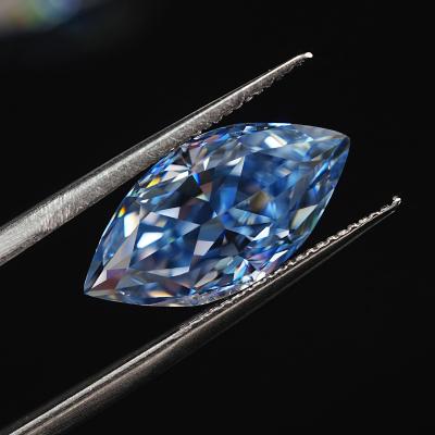 China Color Set or Fire 1 Carat Synthetic Loose Blue Diamond Cut Blue Color Mariquesa Cut Moissanite Gemstone For Jewelry Making for sale