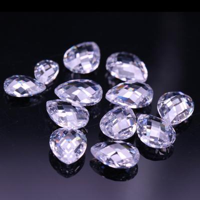 China Factory Price White Clear Color Or Fire Pear Shape CZ Stone In Single Hole Zircon For Fine Jewelry Making for sale