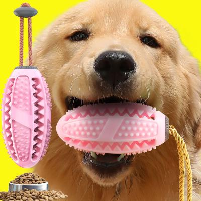 China Durable Dog Chew Toy Bone Durable Natural Rubber Puppy Cotton Rope Proof Toy Dog Leakage Dog Food Ball for sale