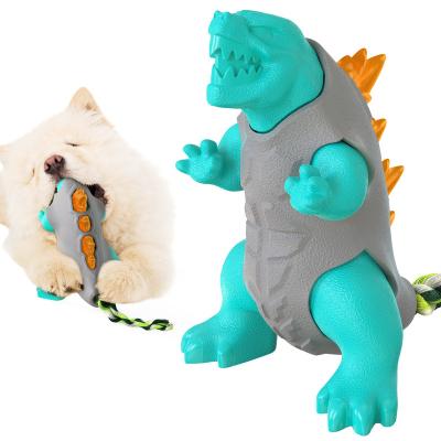 China Durable Dog Chew Toy Bone Durable Dog Natural Rubber Puppy Cotton Rope Proof Petstages Dog Godzilla Chew Toy for sale