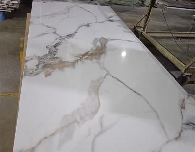 China Modern 3mm 2.5mm UV coated PVC material High Glossy  marble sheet for wall panel for sale