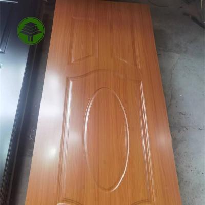 China Decoration 3mm wood grain molded  wood melamine paper laminated door skin for sale