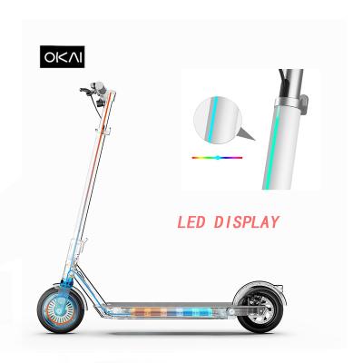 China 1' Fast Fold Dual Brake LCD Show Hot Sale OKAI 2021 App Control 500W e Scooter UK Warehouse Maximum Folding Electric Scooter 8.5 Inch Electric Scooter for sale