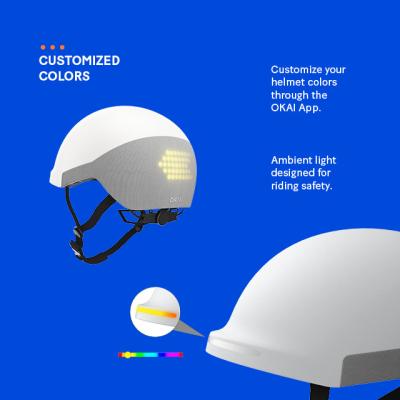 China ABS 2022 OKAI Helmet Motorcycle Riding Turn Signal Light Safety Scooter Helmet Smart Smart Adult Cycling Helmet for sale