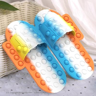 China Push Bubble Stress Relieve Noise Bubble Slipper Women Slippers Dimple Tiktok Single Shoes For Rain for sale