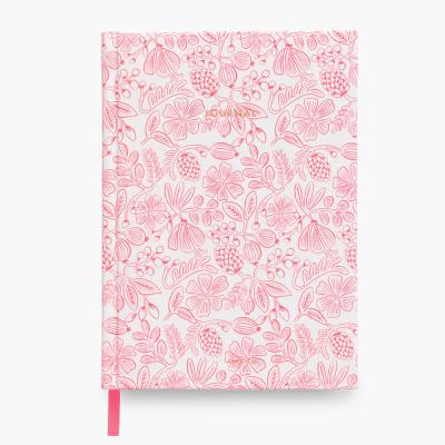 China Printed Fabric Notebook Printing Hardcover Book Pink A5 Custom Canvas Fabric Lined Paper Journal Diary Notebook For Gift for sale