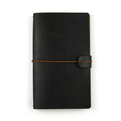 China Wholesale Vintage Black Leather Travel Journal Agenda Book Diary Leather Refillable Paper Notebook For Gift for sale