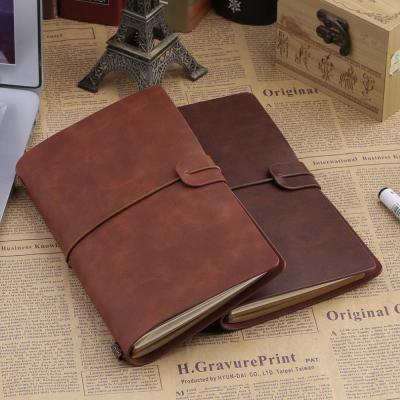 China Wholesale Vintage Brown Paper Book Travel Journal Leather Refillable Travel Journal Diary Notebook For Gift for sale