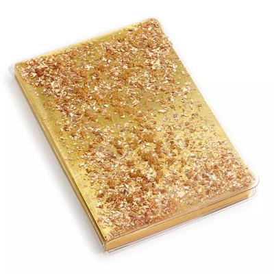 China Custom A5 Planner Logo A5 PVC Hardcover Liquid Gold Glitter Lined Notebook Journal Diary Paper Notebook for sale