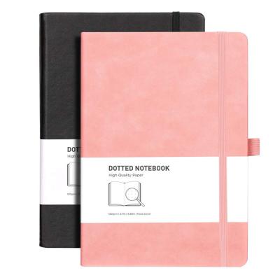 China Custom Logo A5 Planner A5 Hardcover PU Leather Notebook Diary Office Diary Leather Dotted Paper Notebook for sale