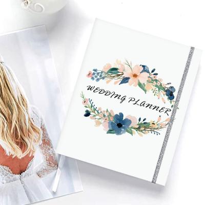 China Custom Floral Printed A5 Hardcover Planner Book Spiral Wedding Planning Book Bridal Diary Notebook Organizer for sale