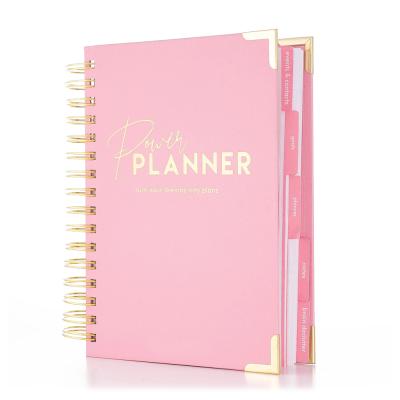 China Custom Pink A5 Spiral Weekly Planner A5 Manifestation Goal Journal Planner and Agenda Notebook for Gift for sale