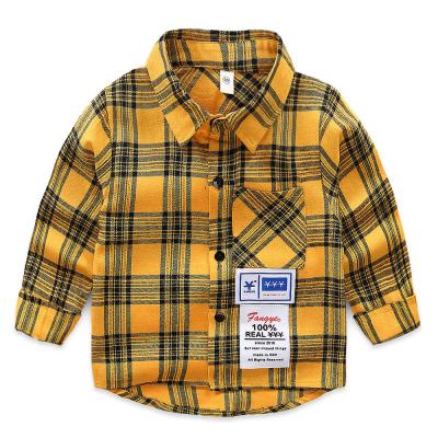 China Breathable Baby Girls Little Boys Kids Long Sleeve Button Down Plaid Flannel Shirt Plaid Shirt Red Boy Girl for sale