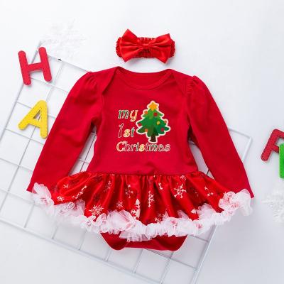 China Newborn Baby Toddler Girl First Christmas Breathable Outfit Dress Up Costume Romper Tutu Dress Leg Warmers Shoes Headband Set for sale