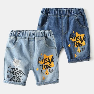 China Lattice Kids Denim Pants Boys Shorts Liveable Half Pants for sale