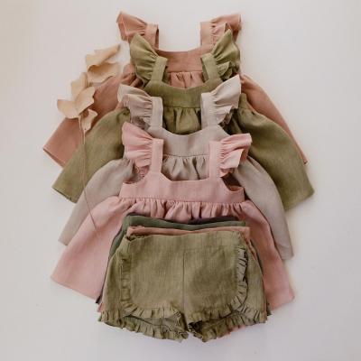 China Casual Baby Clothes Girl Dresses Lovely Boho Tops Sets And Ruffle Shorts Perfect Jumpsuit Sets for sale