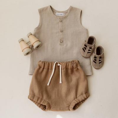 China Gendar's Cutest Casual Natural Set Of Tank Button Up Tee And Small Latte Basics for sale