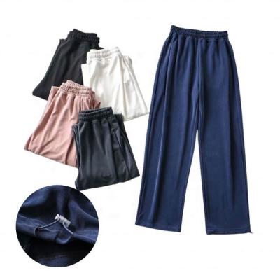 China Ins Breathable Custom Cotton High Waist Drop Feeling Wide Leg Back Pockets Straight Tube Loose Trouser Pants Sweatpants Women for sale