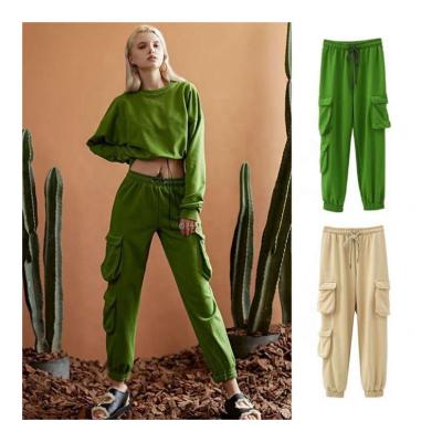 China Hot Anti-Wrinkle Pockets Cargo Big Pants Women High Waist Streetwear Pants Hip Hop Quality Loose Loose Tactical Joggers for sale