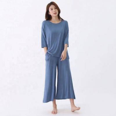 China 2022 Autumn Spring Thin High Quality Round Neck Pullover Ladies Loungewear Half Sleeve Loose Pants QUICK DRY Modal T-shirt for sale