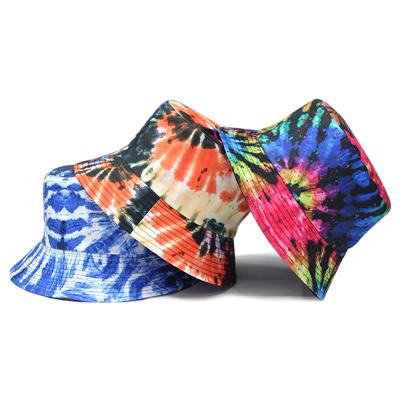 China Factory direct sales fashion women fisherman colorful street hat graffiti trend custom made reversible tie-dye men bucket hat for sale