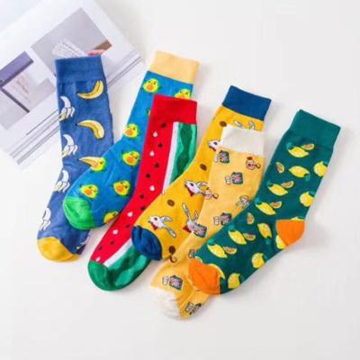 China New Next Fashionable European American Funny Cartoon Pattern Street Unisex QUICK DRY Happy Socks for sale