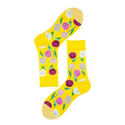 China 2021 New European American Trend Big Flower Pattern Couples QUICK DRY Happy Socks for sale