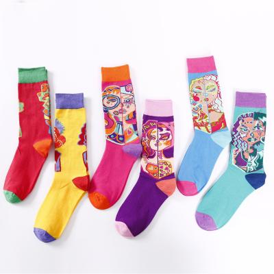 China 2021 Latest Korean Popular Trend Cartoon Character Face Novelty QUICK DRY Socks For Women Cotton Happy Socks for sale