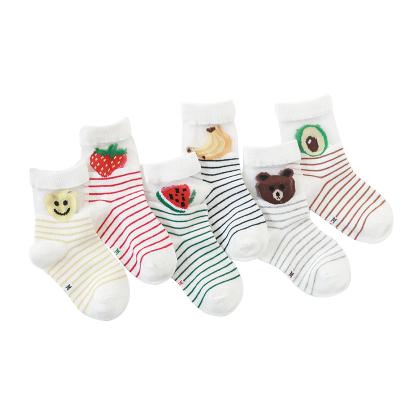 China Spring Summer New Arrival Cartoon Pattern Avocado Pattern Kids Socks Glass Wool Cotton Baby Striped Socks QUICK DRY for sale