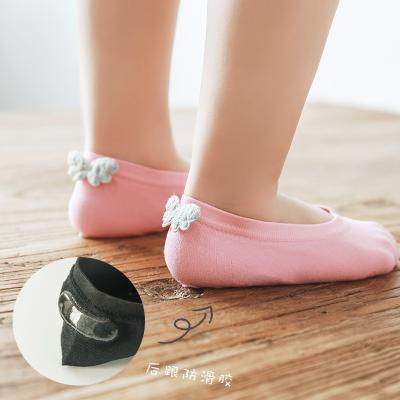 China 2021 Wholesale New Solid Color Summer Butterfly Heel Kids Invisible Socks Anti Slip Baby Socks QUICK DRY for sale