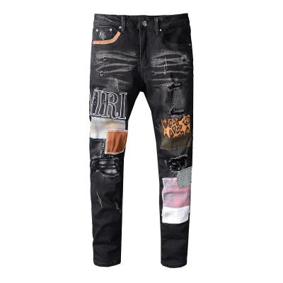 China 2021 Vintage Denim Hole Amirys Breathable Straight Ripped Elastic Jeans New Fashion Wholesale Design for sale