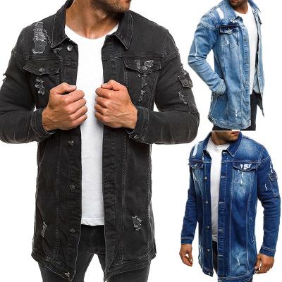 China Denim Jacket Men Wholesale Custom Jeans Fleece Anorak Windproof Mens Denim Jackets Coats Long for sale