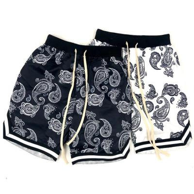 China Wholesale QUICK DRY Paisley Elastic Casual Black Printing Custom Waist Basketball Board Shorts Men for sale