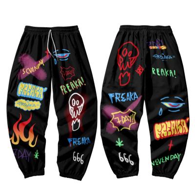 China Breathale Hip Hop Track Pants Hip Hop Graffiti Print Pants Mens Jogging Pants for sale