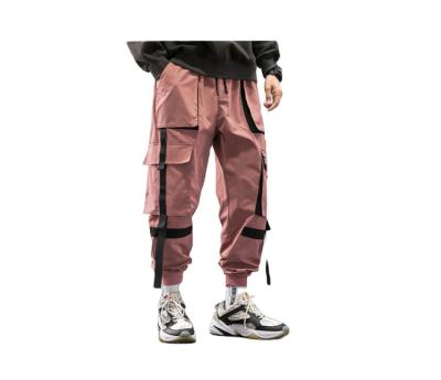 China Breathalbe 2021 Autumn New Fashion Design Loose Fitted 6 Pocket Mens Cargo Pants With Fabric Tapes Custom Printing Logo for sale