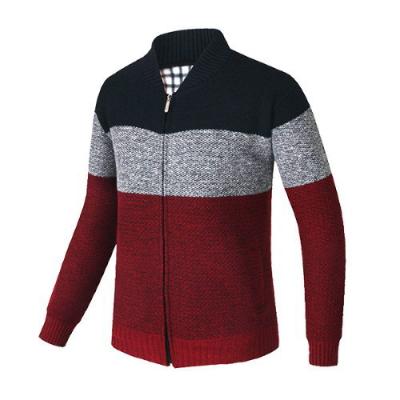 China 2021 Viable Mens Sweater Tops Knit Wholesale Clothing Autumn Winter Plus Size Stand Collar Fashion Thick Casual Cardigan Sweater for sale