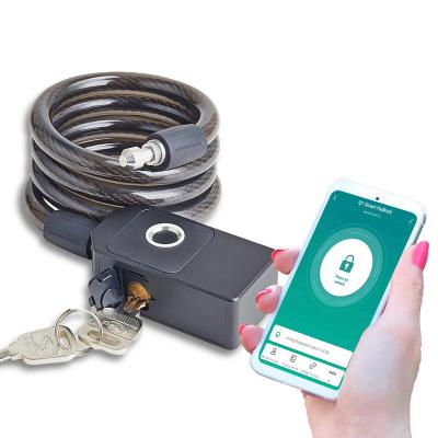 China IP65 Tuya Smart Bike Cable Lock App Fingerprint Security Bike Bicycle Wire Rope Dustproof Waterproof Anti-theft Lock for sale