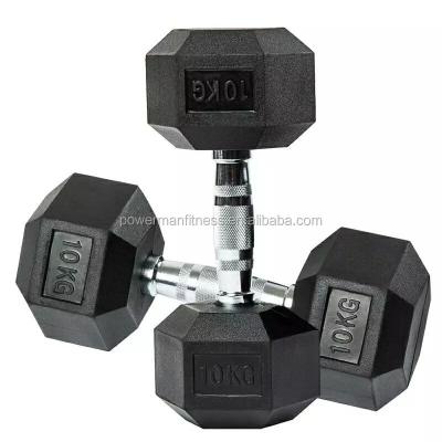 China Cast Iron And Rubber Coated Rubber Coated Hex Dumbbell for sale