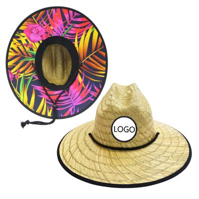 China Lifeguard Straw Hat Camo Natural Grass Custom Image JAKIJAYI Straw Hat Supplier Women Classic Embroidered With Ribbon for sale