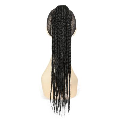 China Box Braid Box Braided Drawstring Ponytail Extensions 3X Long Box Braids Ponytail Wig Clip-in Braiding Synthetic Ponytail for sale