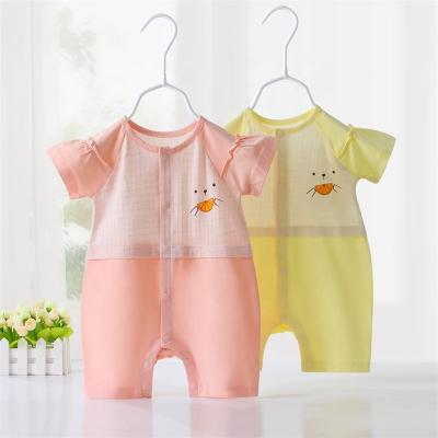 China 100% Cotton Factory Direct Short Baby Romper Jumpsuit Summer Button Down Jumpsuits Organic Baby Romper for sale