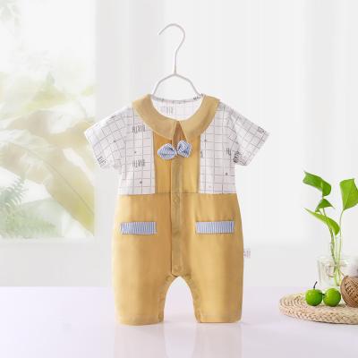 China Wholesale Custom 100% Baby Boy Cotton Shorts Sleeve Baby Romper Newborn Infant Jumpsuit Clothing Baby Romper for sale