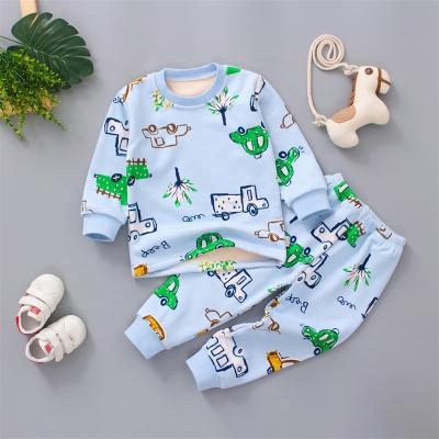 China Wholesale Casual Warm Baby Clothing Sets Casual Cotton Plus Cashmere Sleepwear Two-Piece Baby Kids Sets Pajamas for sale