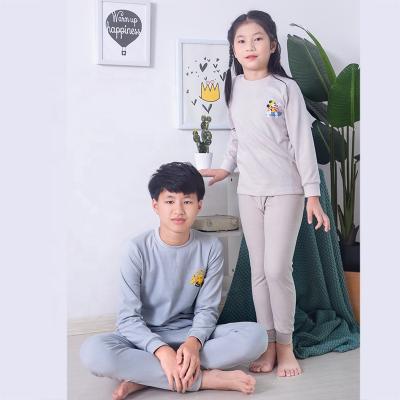 China Casual Hot Sale Children's Clothing Set Cotton Pajamas Solid Color Two-Piece Pajamas Set Boy Girl Sleepwear for sale