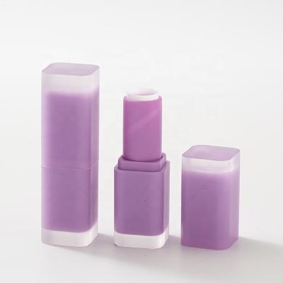 China Cosmetic Lipgloss Tube Containers Transparent Purple Square Lipstick Tubes Classic Cute Empty Lipstick Tube Lipstick Containers for sale