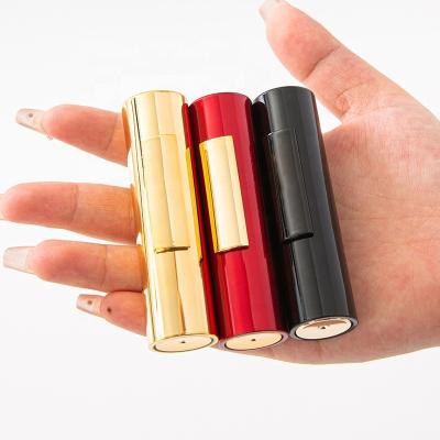 China Cosmetic Lipgloss Tube Containers luxury round rose gold lipstick tube black all gold vintage red lipstick container with customized color for sale